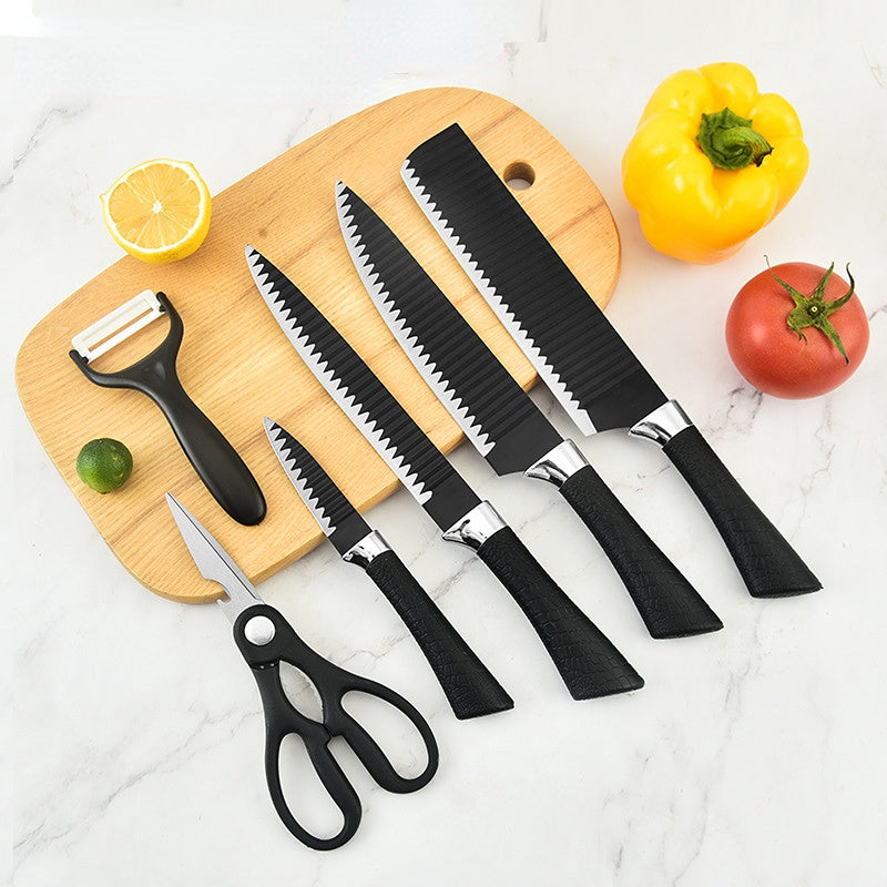 6 Pcs/Sets Knife Sets 1.2mm Kitchen Knives Cutters Kitchen Scissors Stainless Steel Knives Multifunctional Cutter Meat Vegetables Fruit Cutters