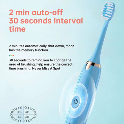 Oral Cleaning Powered Toothbrushes, Super Sonic Electric Toothbrushes With 3 Brush Heads Smart Timer Whitening IPX7 Smart Wireless Rechargeable Automatic Ultrasonic Electric Toothbrush Health care