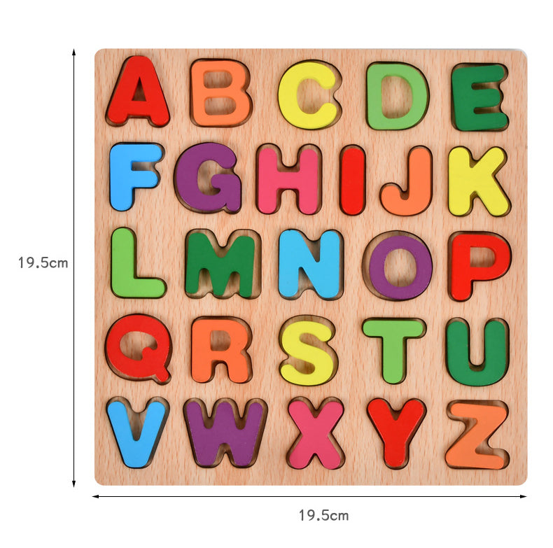 kid's Early Education Toy Alphabet Number Puzzle Wooden Building Block Toys Alphabet puzzle
