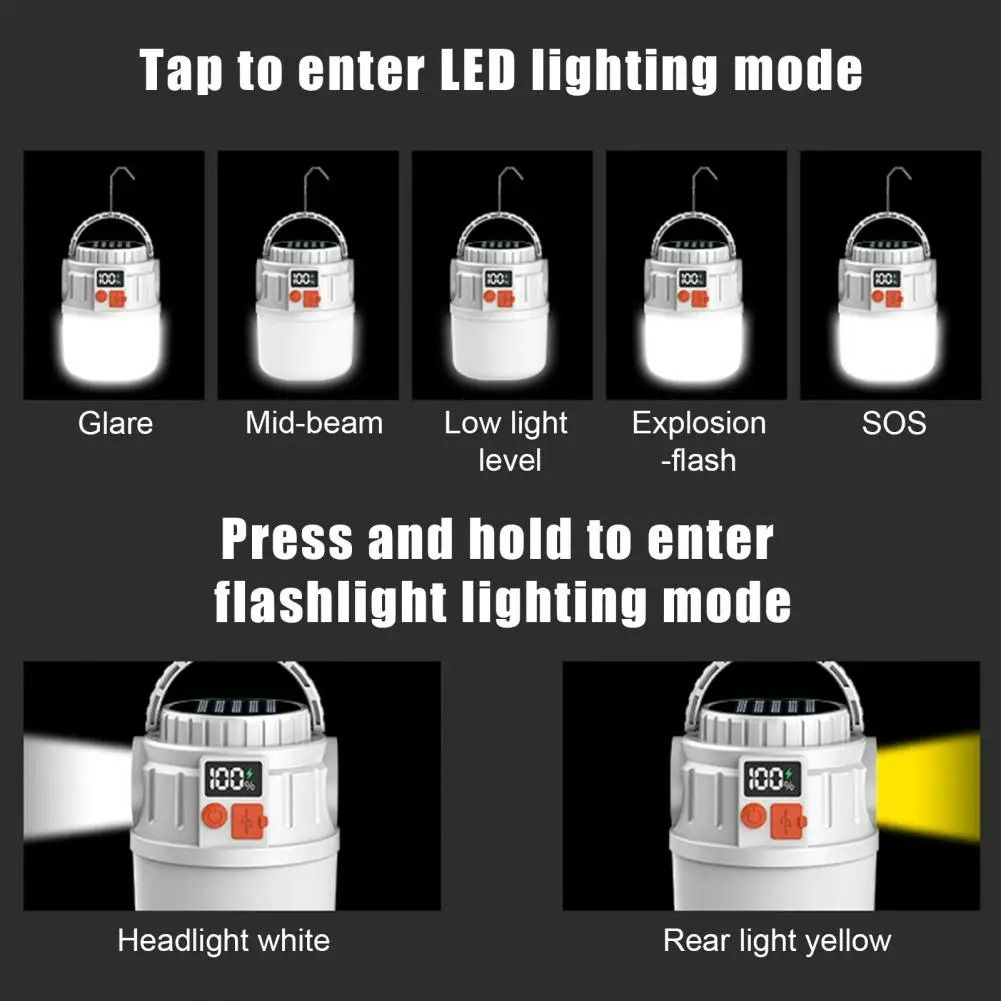 Solar Camping Light Power Bank LED Camping Lanterns 6 Gears Remote Control Waterproof Outdoor Tent Light Rechargeable Flashlight