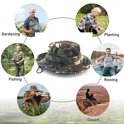 Fisherman Hat Outdoor Large Brimmed Sunblock Fishing Camouflage Round Rim Visor