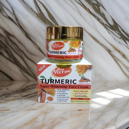 VEET GOLD Tumeric Super Whitening Face Cream 100g Anti- Pimples Super Whitening Anti-Wrinkle Clears Dark Spots Clears Black Zones Turmeric Face Cream and Moisturizers