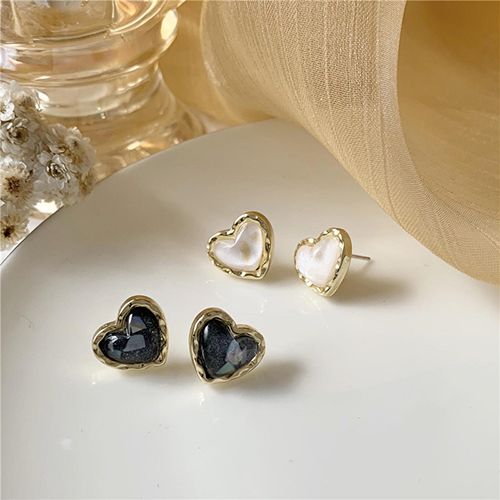 S925 silver needle elegant temperament simple gold rim small peach heart earrings new stud earrings new to Black Friday Christmas Valentine's Day gift