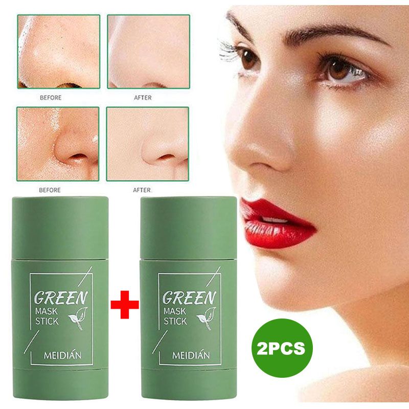 【Buy 1 Get 1 Free】2PCS Green Tea Mask Cleansing Stick Clean Face Blackhead Remover Deep Pore Cleansing Facial Mask Skin Moisturizing Hydrating Whitening Care Face Makeup for All Skin Types