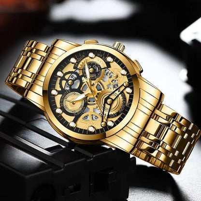 Men Watches Quartz Luxury Hollow Out Watch Top Brand Fashion Sport Business Calendar Wristwatch