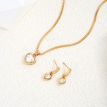 3 Pieces / Set Golden Zircon Earring Necklace Set High-End luxury Jewellery Set