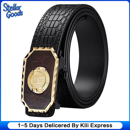 New Men Belts High Quality Leopard Belt Success Men Belt Business Automatic Buckle Fashion Trend Casual All-match Belt Men Accessories