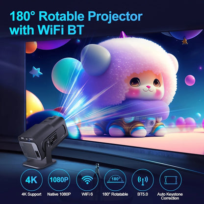 HY320 Model(not HY320 Mini), JEERO 4K Android Projector, Dual Wifi 6, Wireless 5.0, Portable Cinema Projector with Upgraded Features, 16g usb flash driver and Hmdi line as gift