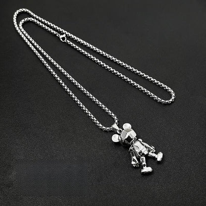 Limbs Movable Bear Necklace Men'S Trendy Hip-Hop Punk Couple Long Versatile Sweater Chain Net Celebrity Pendant Accessories