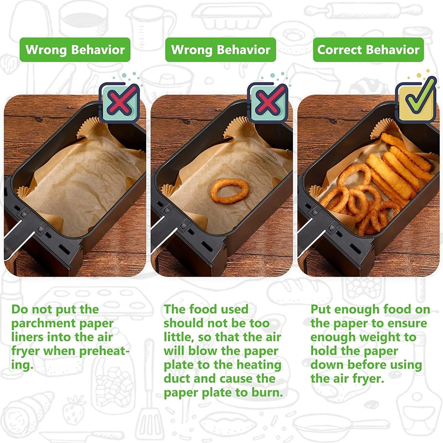 100pcs Air Fryer Liners DisposableAir Fryer Paper Non-Stick Air Fryer Parchment Paper Liners, Oil-Proof Water-Proof Round Air Fryer Liners for Cooking, Baking