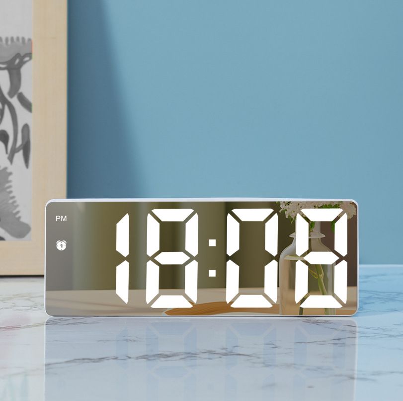 LED mirror colorful clock voice controlled intelligent Alarm clock USB battery dual-use alarm clock for students household