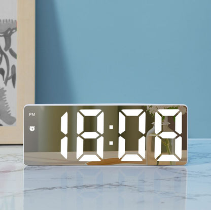 LED mirror colorful clock voice controlled intelligent Alarm clock USB battery dual-use alarm clock for students household