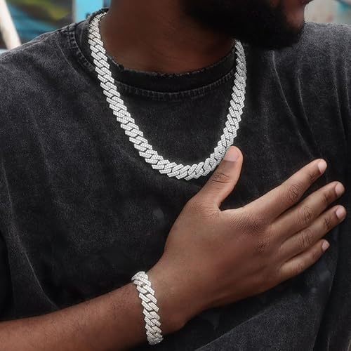 1pcs luxury chain jewelry 14mm miami cuban chain link necklace or bracelet rapper hip hop dangles men /women bling ice chains necklace men fashion jewelry accessories gift for friend