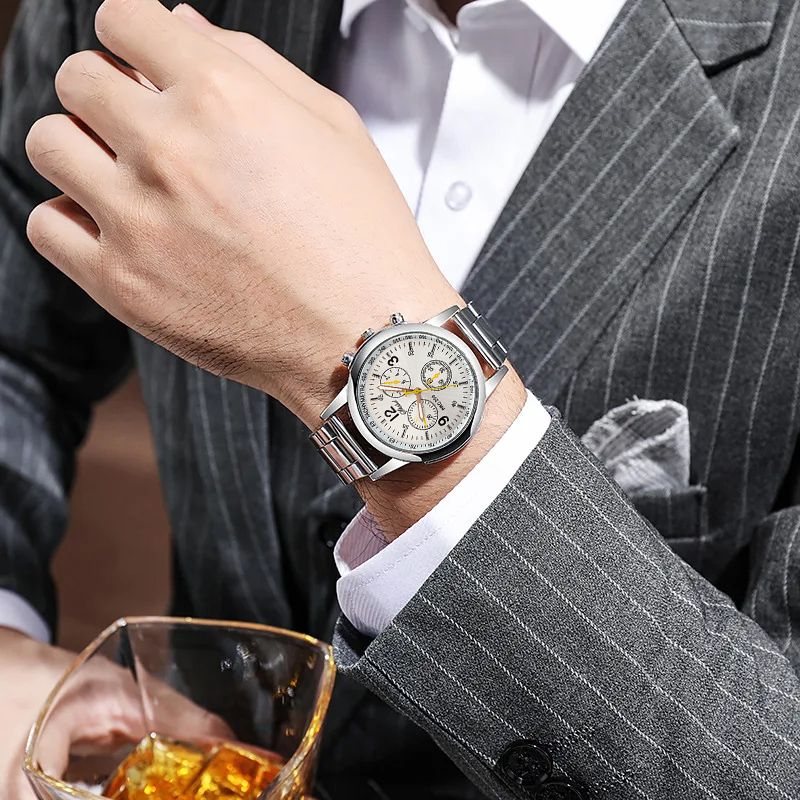 Fashion Mens Sports Watches Luxury Men Stainless Steel Quartz Wrist Watch for Man Business Casual Male Gift