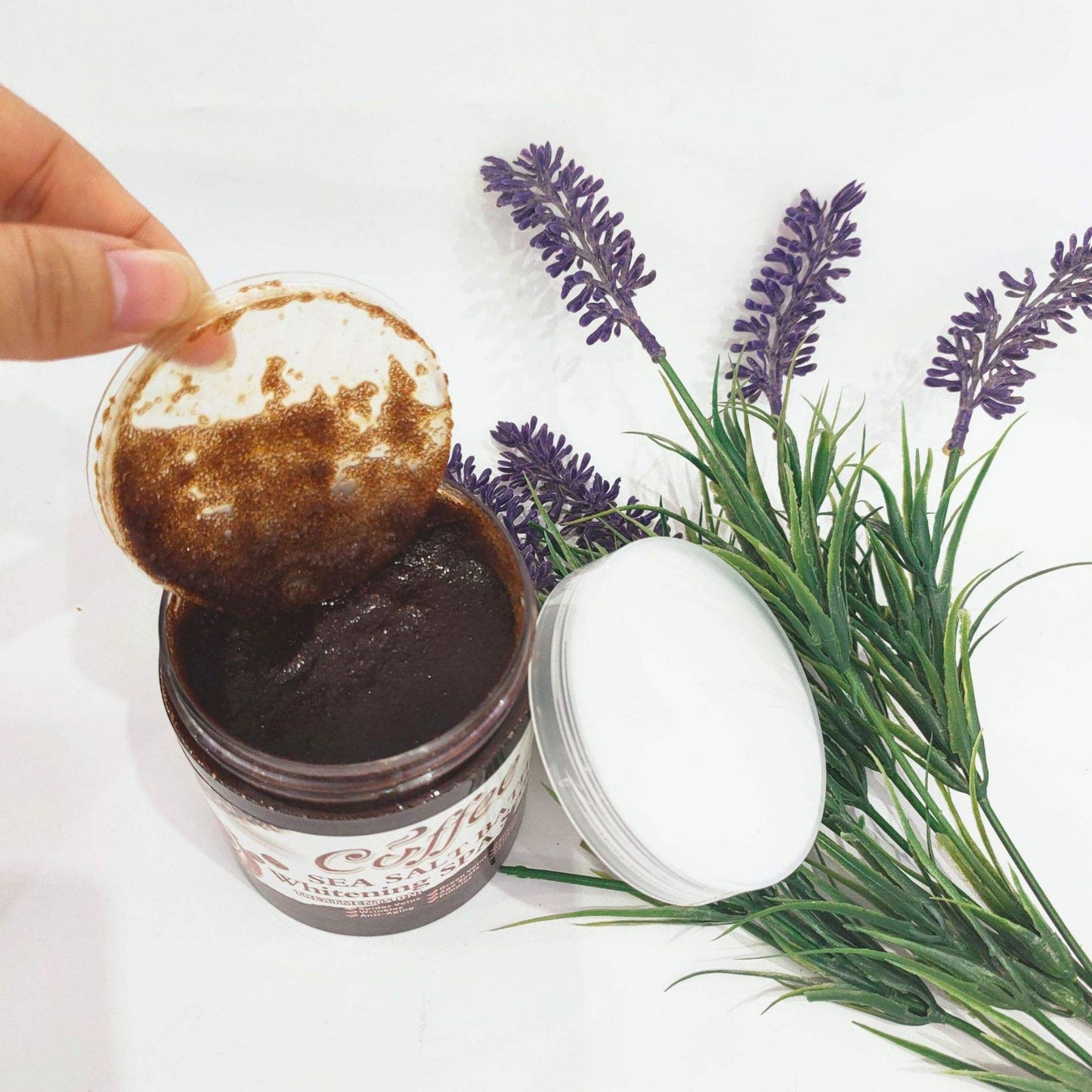 Coffee Sea Salt Bath + Gloves Pair - Brightening & Whitening SPA Scrub Exfoliating Face Body Dead Skin Dr Meinaier and Exfoliating Bath Glove Cleaning Body Cleanser Set