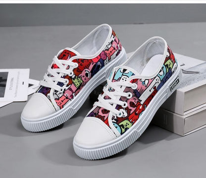 ASSKLO Canvas Flats Shoes Large Size Casual Sports Lady Shoes Sneakers Woman Shoes Women Low Top Classic Board Shoes Slip-ons Shoes Loafers Street Shoes Female Student Shoes Breathable colorful red