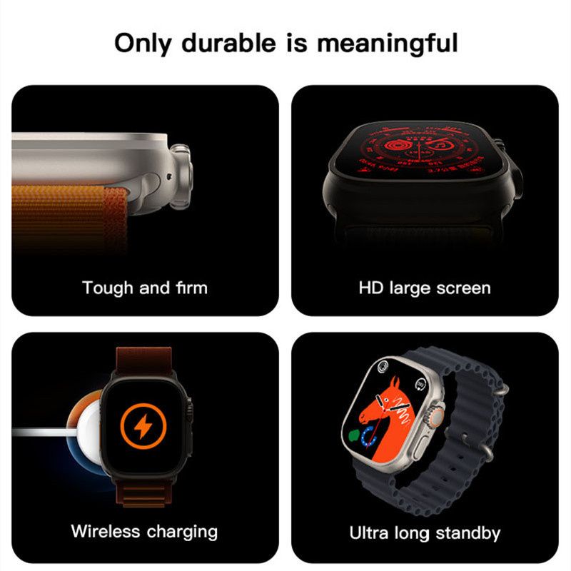 RichRipple U9 Ultra Smart Watch Strap 49mm 2.01 Inch Full Touch Screen Sports Fitness Watch IP68 Waterproof Bluetooth Smart Watch