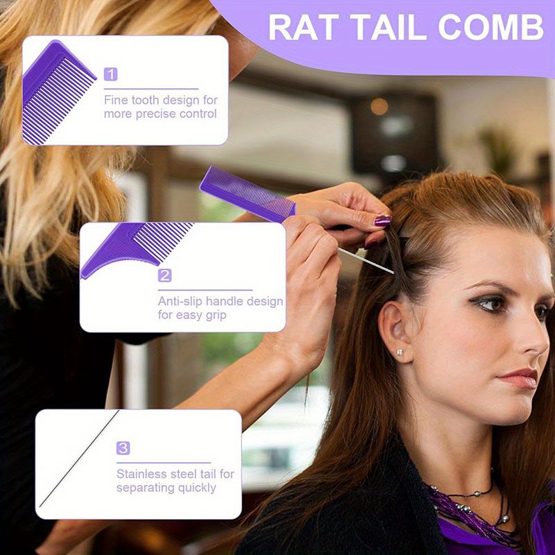 12PCS Hair Comb Set Hair Brush Hairdressing Comb Hair Styling Comb Set Curly Hair Accessories Hairpin Hair Band Wide Tooth Comb Detangling Teasing Combs Edge Rat Tail Brushes Scalp Massager Spray Bott