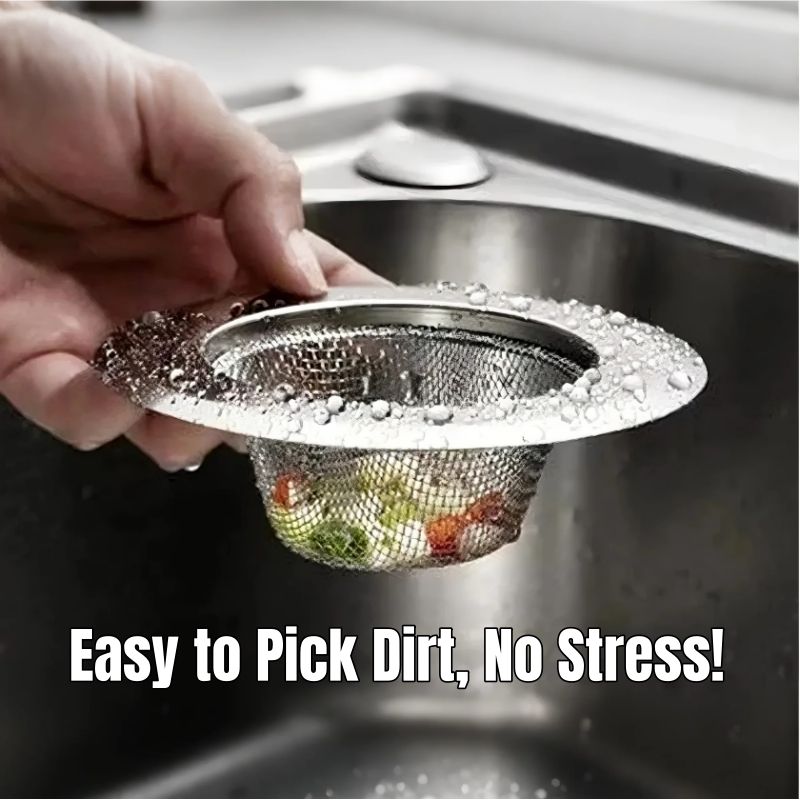 2pcs Stainless Steel Kitchen Sink Filter Food Waste & Water Drainage Anti-Clogging Easy Clean Durable Sink Strainer Kitchen Sink Stopper Drain Household Sink Filter Drain Strainer Catcher Stopper