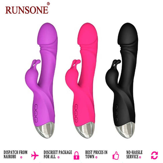 Realistic Dildo Rabbit Veined G Spot Vibrator Rechargeable Waterproof Powerful Vibrating Clit Stimulator Handhold Dual Motors Massager Adult Sex Toy for Ladies Women Couple
