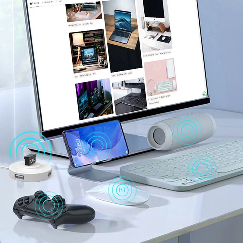 USB Wireless Bluetooth Adapter 5.3 Transmitter Receiver For Computer PC Laptop Phone Tablet Printer Headphone Speaker Wireless Mouse Keyboard USB Music Dongle Adapter Car Speaker
