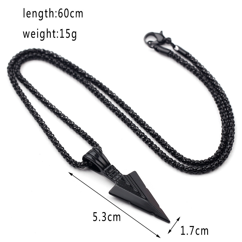 Men's Design Matte Black Long Necklace With Arrow Pendant Jewelry Chain Hip Hop Jewellery One Size Black Long Necklace Men's Fashion Brand Versatile Sweater Chain Women's Hip-hop Pendant Small crowd