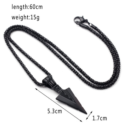Men's Design Matte Black Long Necklace With Arrow Pendant Jewelry Chain Hip Hop Jewellery One Size Black Long Necklace Men's Fashion Brand Versatile Sweater Chain Women's Hip-hop Pendant Small crowd