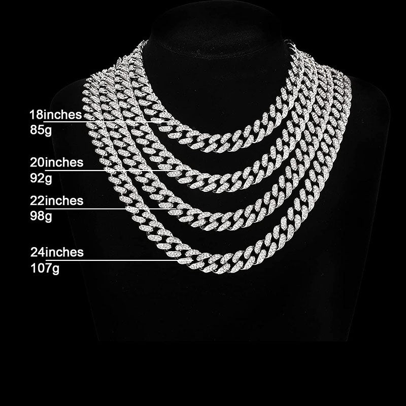 Rapper Miami cuban chain necklace jewelery hip hop fashion iced out bling bling necklace man link chain rhinestone/zinc/diamond necklace jewellery gift for man woman