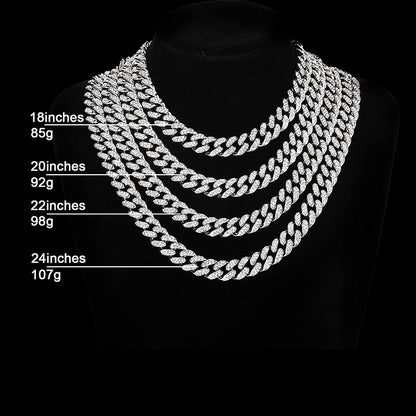 Rapper Miami cuban chain necklace jewelery hip hop fashion iced out bling bling necklace man link chain rhinestone/zinc/diamond necklace jewellery gift for man woman