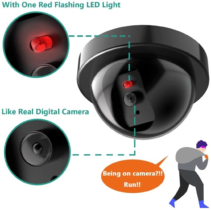 Dummy Camera Safety Camera Flash Light CCTV Surveillance Security Fake Camera For Scaring Away Thieves Dome black Camera SO REAL Camera Video Surveillance Dome Wireless Fake Security Surveillance