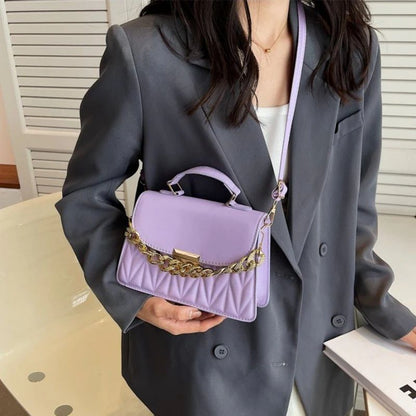 Mateamoda Chic Metallic Buckle Sling Bag with Elegant Chain Accent Crossbody Bag