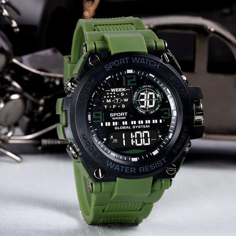 Men Watch Outdoor Sport Watches Multifunction Electronic Watches Anti Drop and Shock-absorbing Wristwatches, Chrono Waterproof Men Watches Led Digital Watch