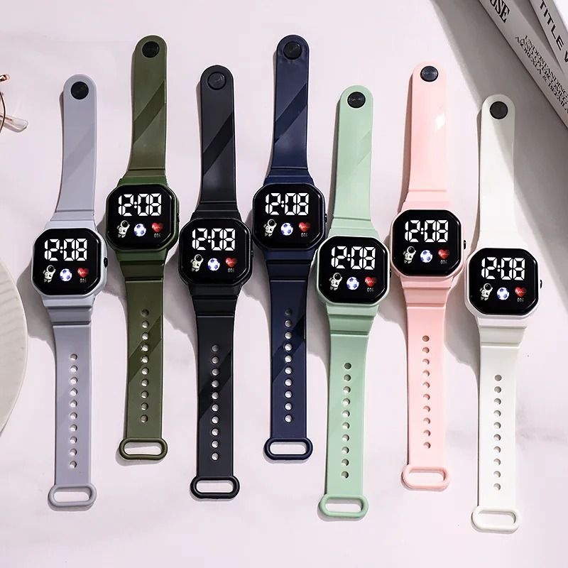 Digital Watches Men and Women Sports Watches LED Digital Clock Astronaut Silicone Strap Fashion Square Men and Women Electronic Clock Student Watches Birthday Gift