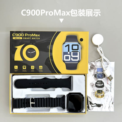 C900Pro Max Smartwatch With Two Watch Straps 2.19inch Big Screen Bluetooth Call Smart Watches Health Monitor Fitness Bracelet Smart Band