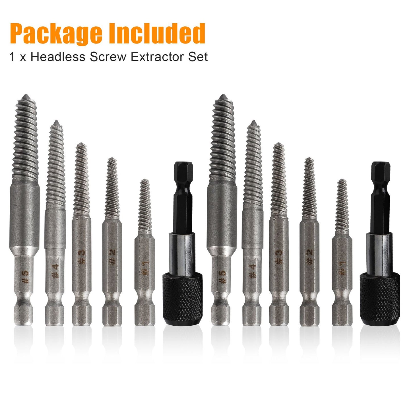 12Pcs Stud Screw Extractor Remover 1/4 Inch Hex Shank Damaged Bolt Easy Out Sets