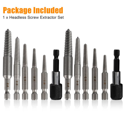 12Pcs Stud Screw Extractor Remover 1/4 Inch Hex Shank Damaged Bolt Easy Out Sets