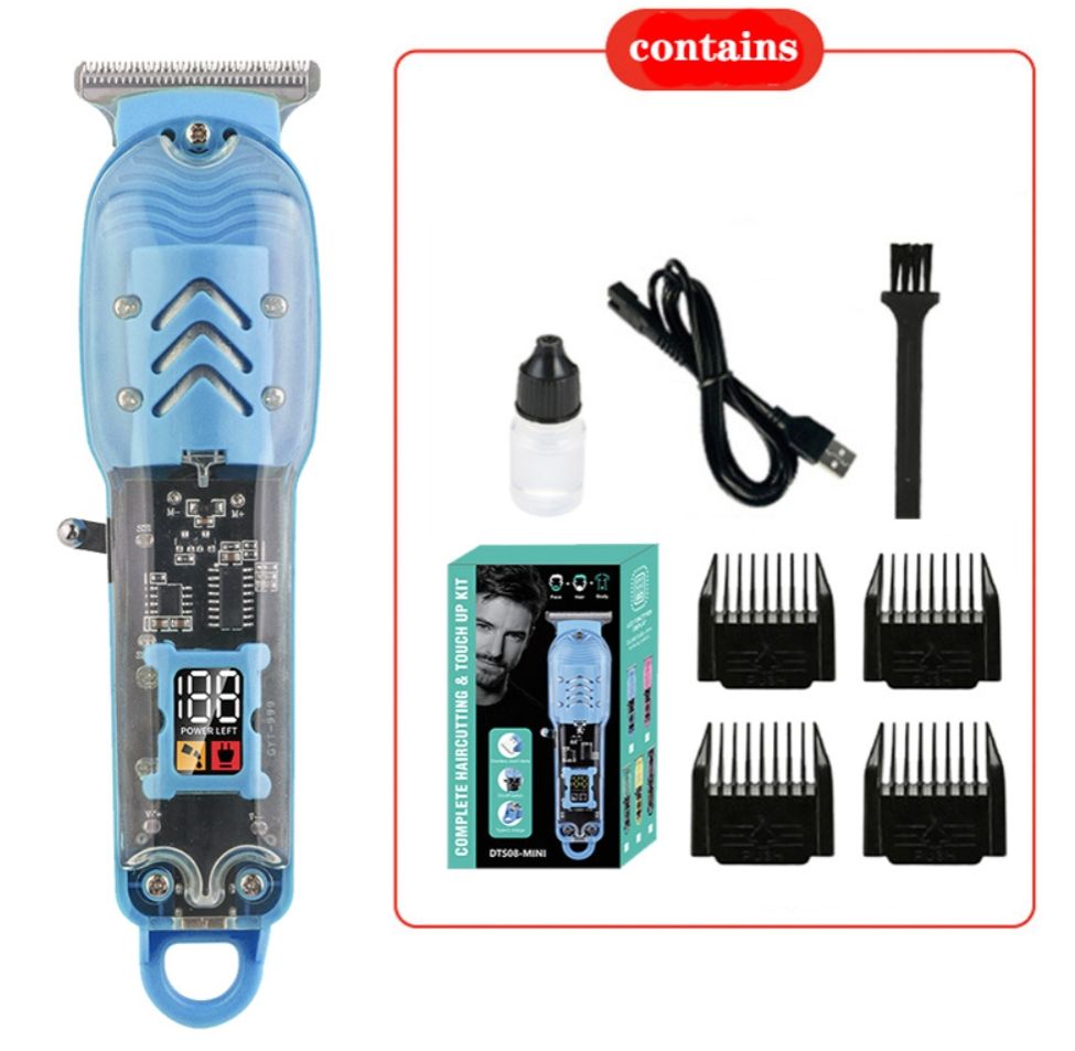 New Transparent Hair Clipper Power Display Electric Hair Clippers Men's Electric Shaver Trimmer