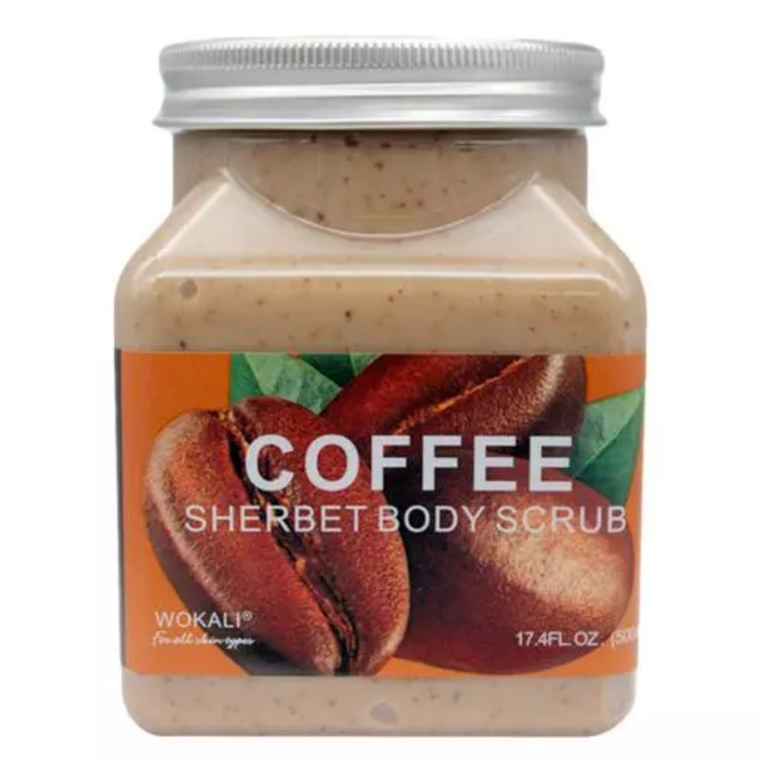 Wokali Coffee Sherbet Body Scrub, 500ML - Coffee Extract natural oils and Shea butter Exfoliating Moisturizing and nourish skin