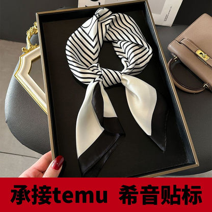 Silk Head Scarf Women Luxury Fashion Hair Scarve Summer Foulard Femme Satin Shawl Kerchief 90cm Square Headscarf Bandana Cheveux