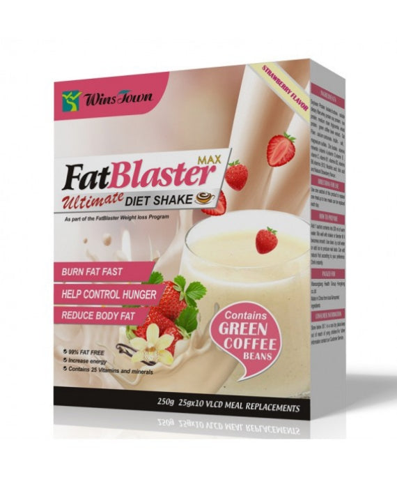 Wins Town Fat blaster Diet Shake , Weight Loss Slimming Meal Replacement with green coffee, Strawberry Flavor