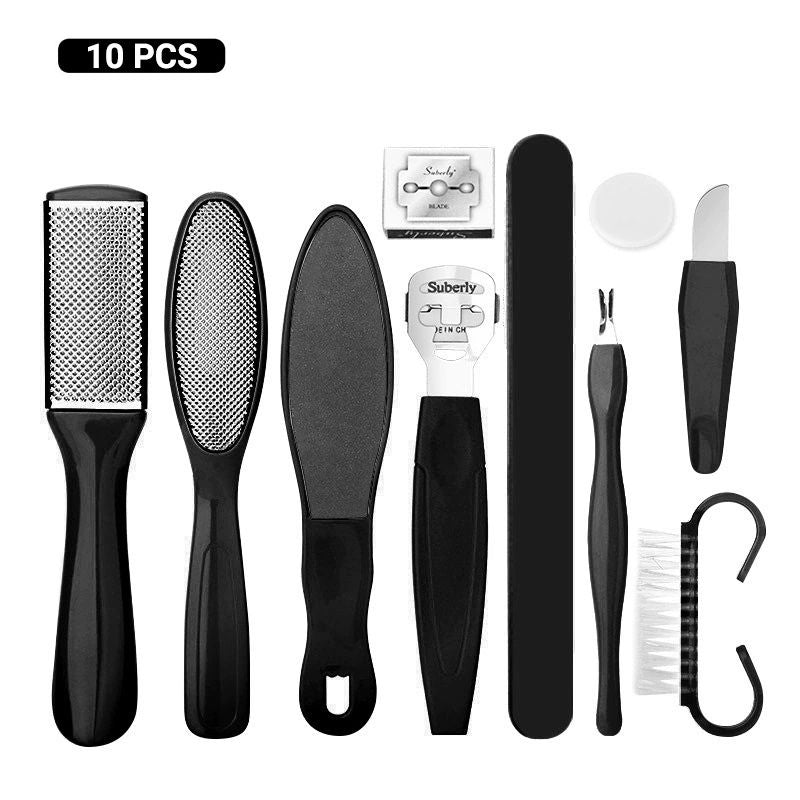 10PCS Set Foot Board File Rubbing Exfoliating Foot Grinding Device To Remove Dead Skin Foot Grinder Set Rubbing Foot Board Calluses Washing Foot Brush Scraping Foot File Pedicure Tool Set