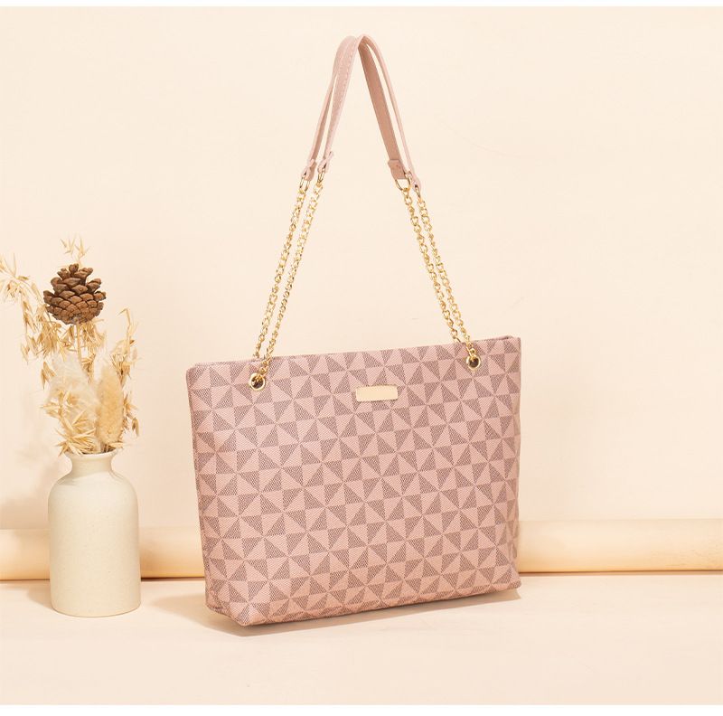 Geometric print Women's new fashion generous sequin embellished chain shoulder bag