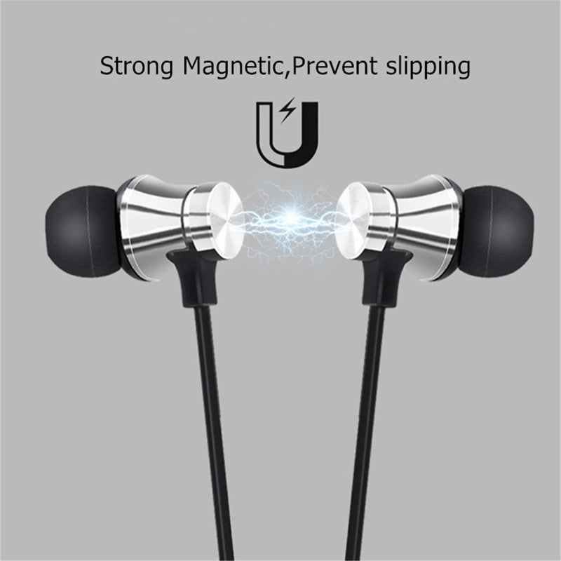 Magnetic Bluetooth Earphones Sports Wireless Earbuds Super Bass With Mic For All Smart Phones Stereo Sports Waterproof Earbuds Wireless in-ear Headset with Mic