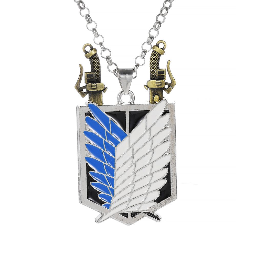 Anime Attack on Titan Necklace Shingeki No Kyojin Wings of Freedom Survey Sword Punk Necklace Pendant for Women Men Jewelry