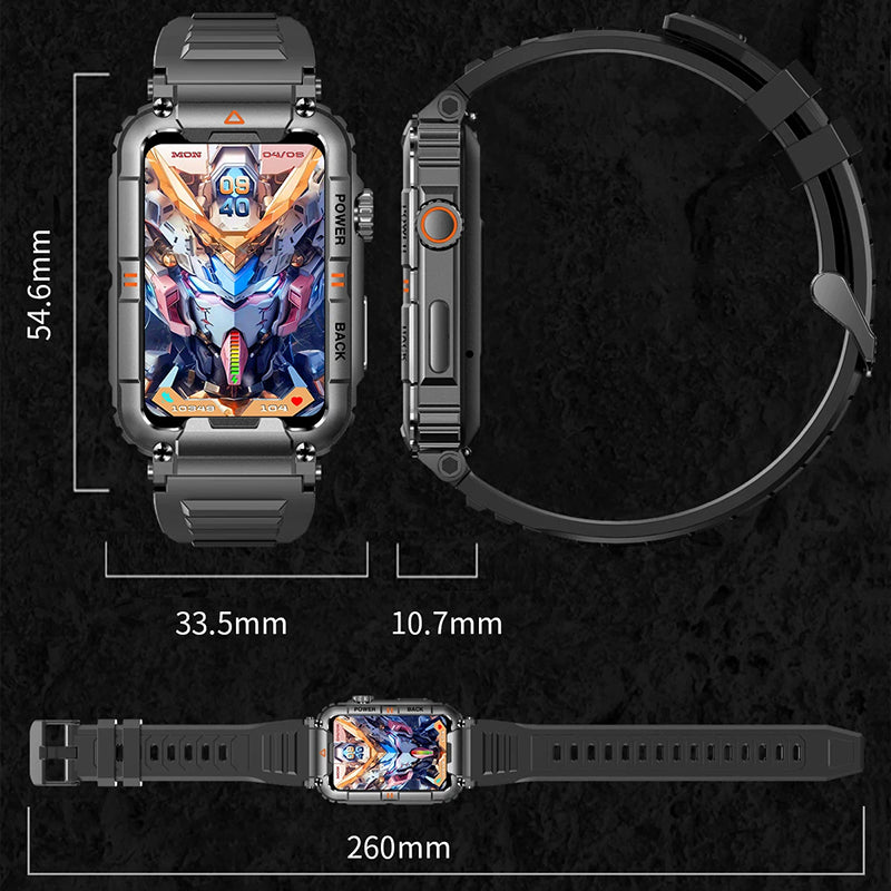 KR88 Men Smart Watch For Android IOS Fitness Watches IP68 Waterproof Military Healthy Monitor AI Voice Bluetooth Call Smartwatch
