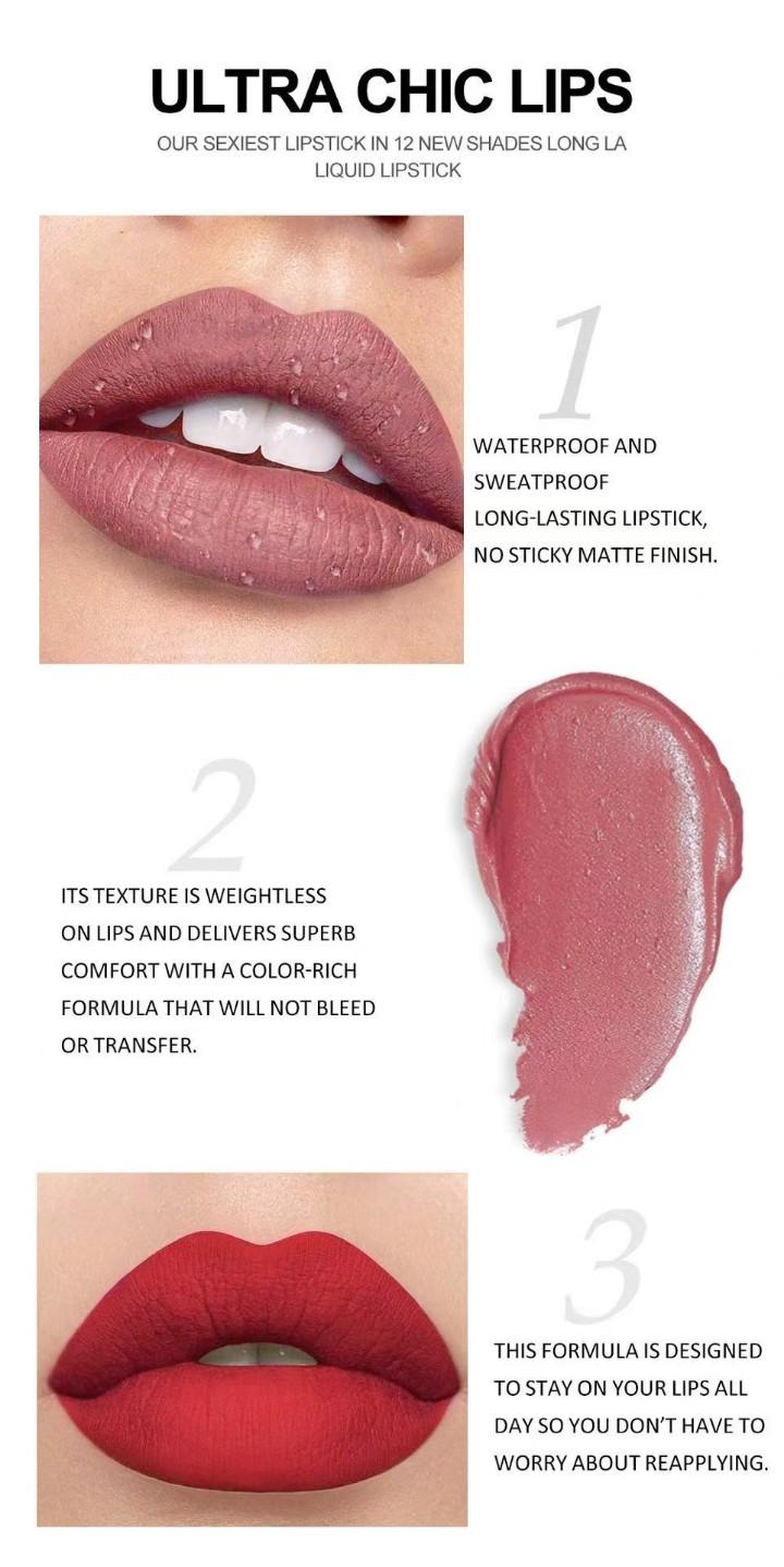 🔥 Welfare free perfume, only one week Muge leen12PCS/Set Lipsticks Matte Lip Gloss Sets Makeup Lasting Velvet Liquid Lipstick Set Cosmetic