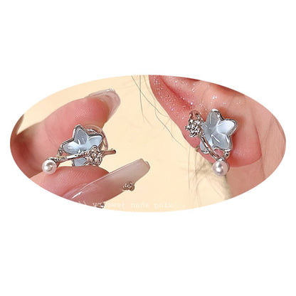 The new five-pointed star pearl ear clip personality everything does not collide with the sweet ear clip earrings