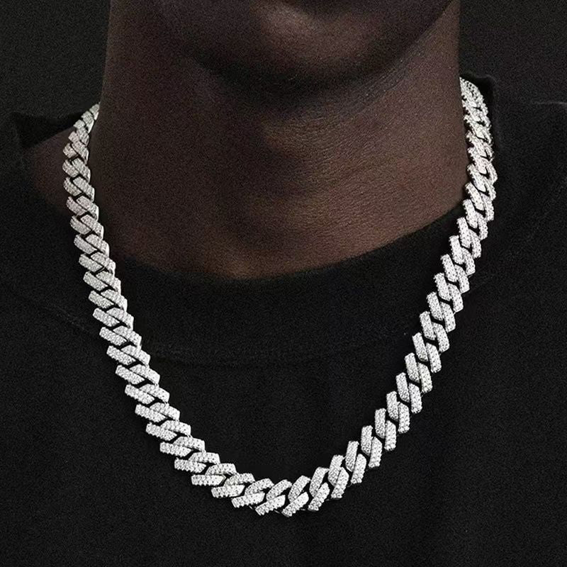 1pcs luxury chain jewelry 14mm miami cuban chain link necklace or bracelet rapper hip hop dangles men /women bling ice chains necklace men fashion jewelry accessories gift for friend