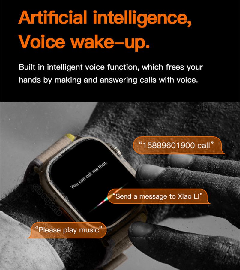 RichRipple U9 Ultra Smart Watch Strap 49mm 2.01 Inch Full Touch Screen Sports Fitness Watch IP68 Waterproof Bluetooth Smart Watch