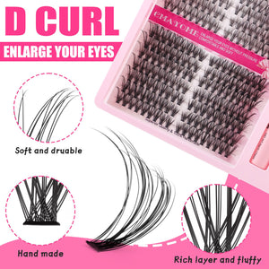 D Curve Single Cluster False Eyelash 8-16mm Gradient Natural Thickening DIY Segmented Grafted Hairy Eyelash for Women